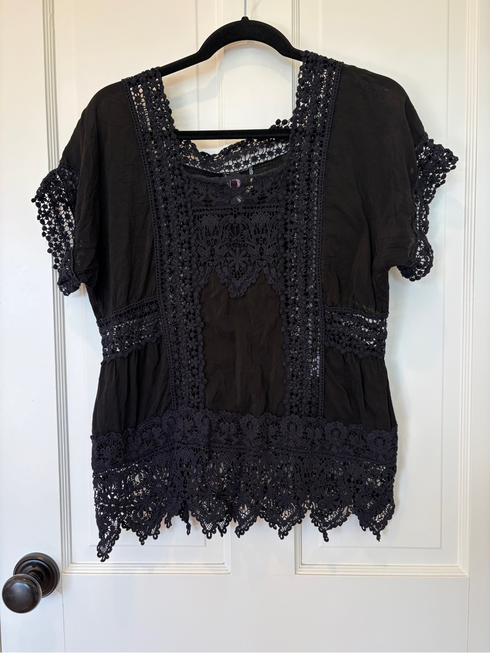 Johnny Was Black Lace Boho Top